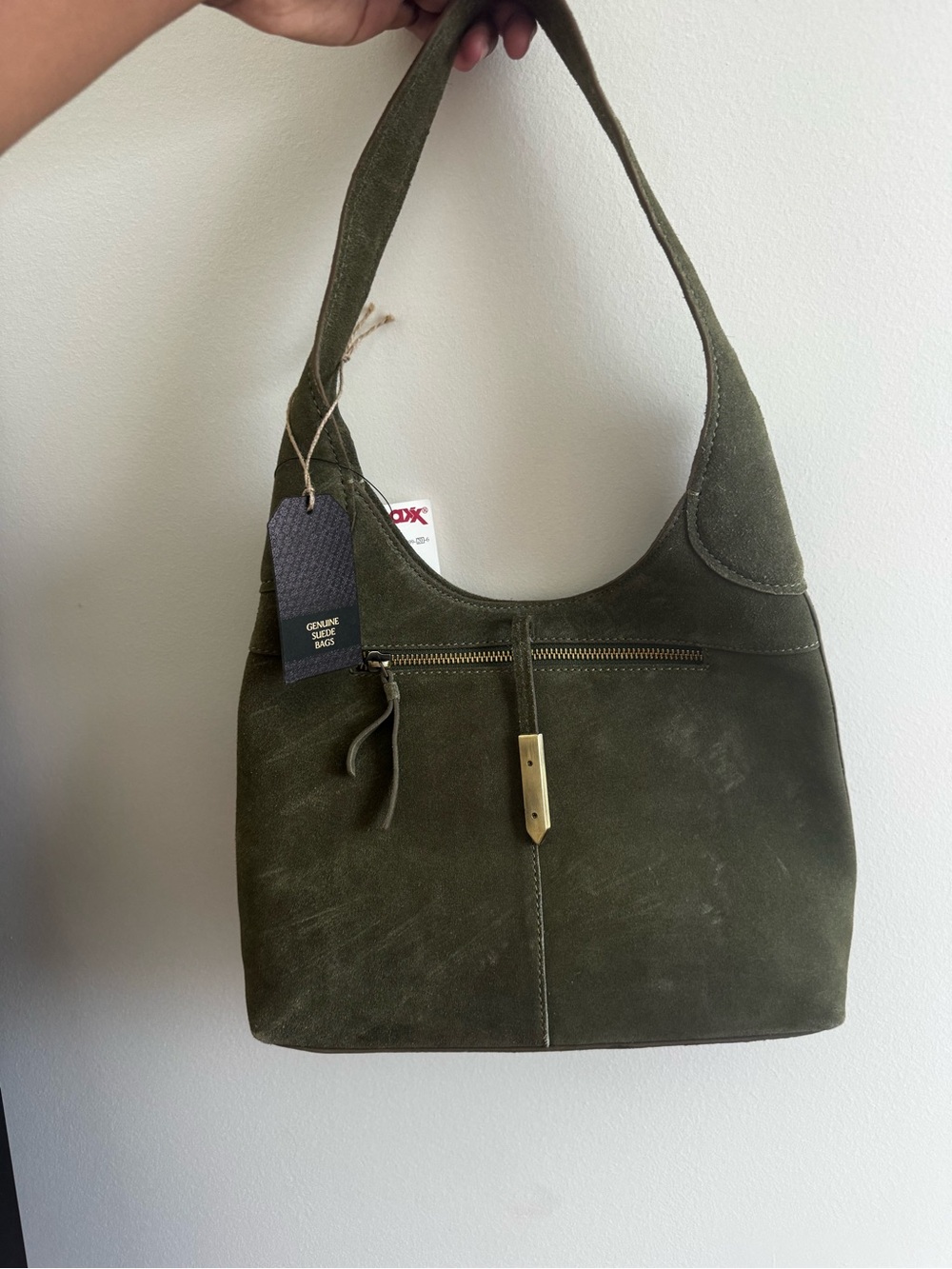 T.J.Maxx Olive Green Suede Shoulder Bag